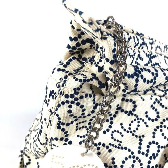 CHANEL Arabesque Bag Tote Bag Hand Bag Canvas White/Dark Navy Based - Picture 5 of 15